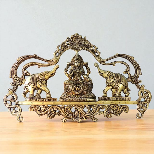 Brass Showpiece Wall Hanging Laxmi Ji With Elephant Statue - 17.5*0.5*11 Inch (BS1801 D)