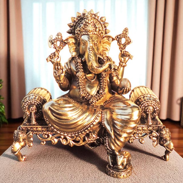 Brass Showpiece Ganesh Ji God Idol Statue - 8*4.2*7.5 Inch (BS1805 G)