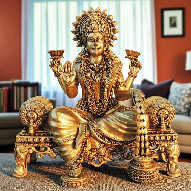 Brass Showpiece Laxmi Ji God Idol Statue - 5.5*3*5.7 Inch (BS1804 L)