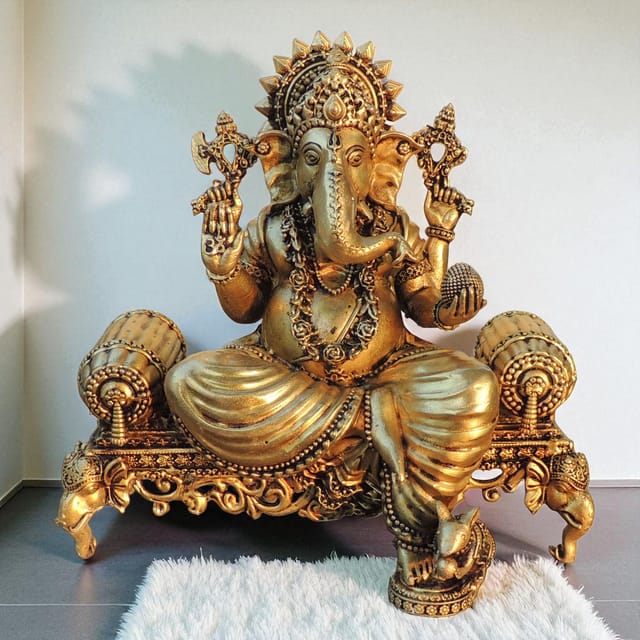 Brass Showpiece Ganesh Ji God Idol Statue - 6*3.2*5.5 Inch (BS1804 G)
