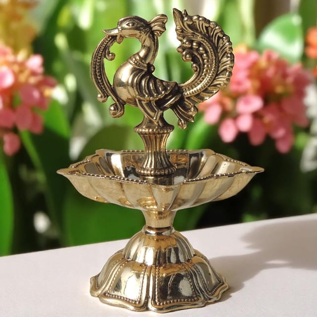 Brass Table Decor Oil Lamp, Shankh Deepak - 2*2*3.5 Inch (F778 B)