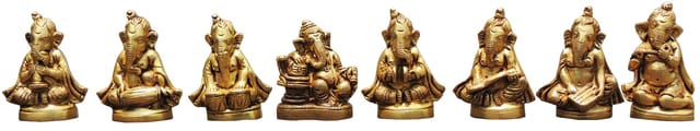 Brass Showpiece Ganesh Musical Set God Idol Statue (BS1649 C)