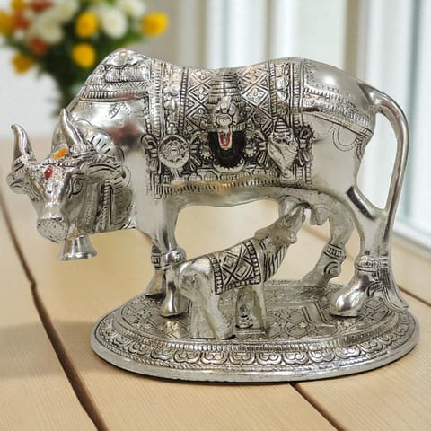 Aluminium Showpiece Cow Statue - 8*4.7*6 Inch (AS477 S)
