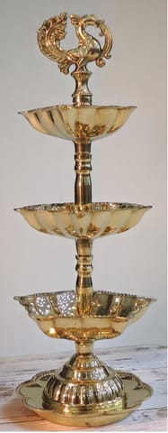 Brass Table Decor 3 Step Murga Deepak - 3*3*9 Inch (F782 C)