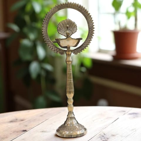 Brass Table Decor Peacock Deepak - 8*5*20 Inch (F656 J)
