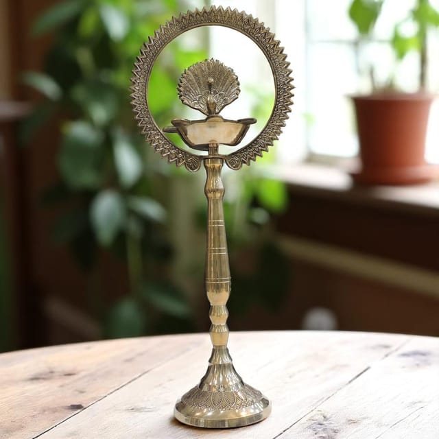 Brass Table Decor Peacock Deepak - 8*5*20 Inch (F656 J)
