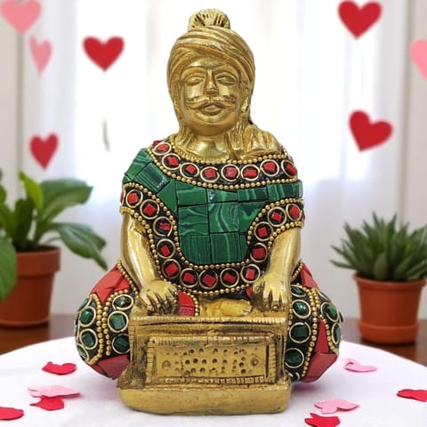 Brass Showpiece Male Musical Statue - 3*2.5*4.5 Inch (BS1830 E)