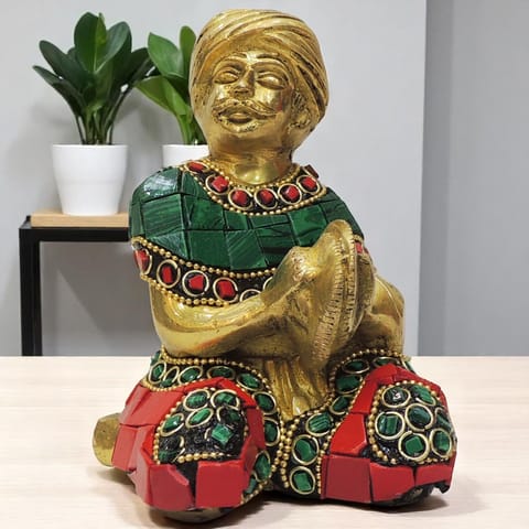 Brass Showpiece Male Musical Statue - 3*2.5*4.5 Inch (BS1830 D)