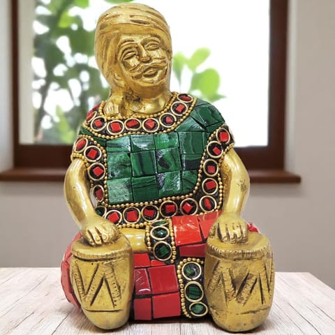 Brass Showpiece Male Musical Statue - 3*2.5*4.5 Inch (BS1830 B)