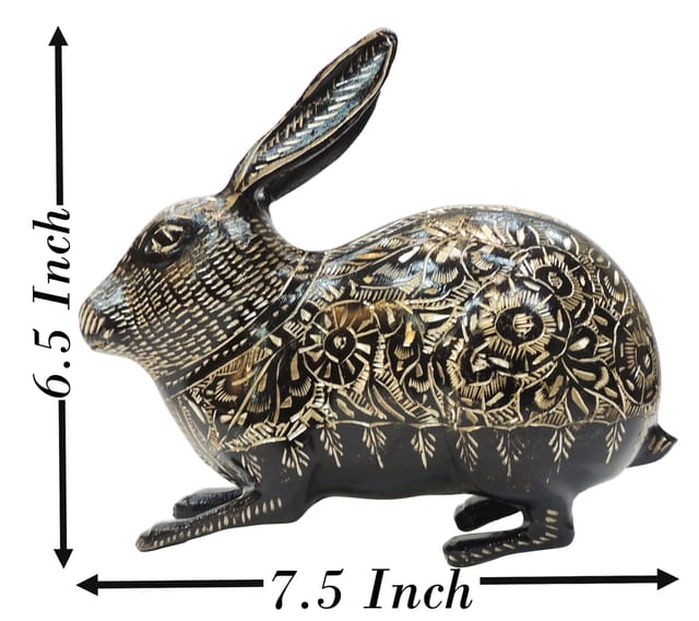 Brass Home Decorative Rabbit Showpiece Statue - 7.5*3.5*6.5 Inch (AN061 E)