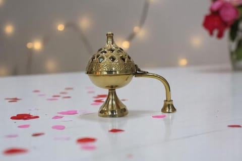 Brass Bakhoor, Dhuna, Luab Dan, Smoke Burner - 5.5*3*5 Inch (Z545 N)