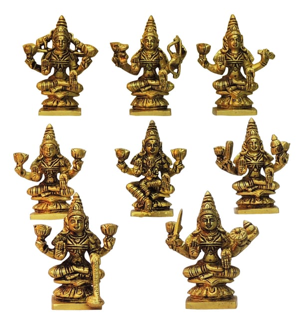 Brass Showpiece Aashta Laxmi Set Idol Statue- 2*1.5*3.5 Inches (BS1612 D)