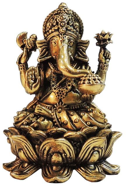 Brass Showpiece Ganesh Ji God Idol Statue - 3*3*4 Inch (BS1826 G)