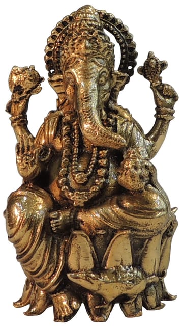 Brass Showpiece Ganesh Ji God Idol Statue - 1.6*1.5*3 Inch (BS1822 G)