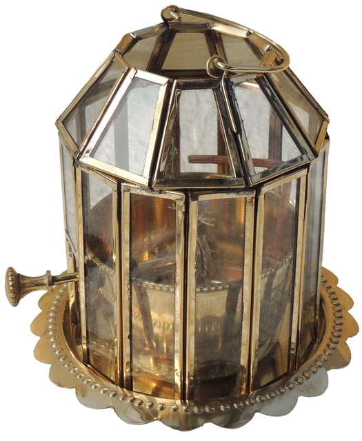 Brass & Glass Akhand Deepak - 5.5*5.5*5.5 Inch (Z620 D)