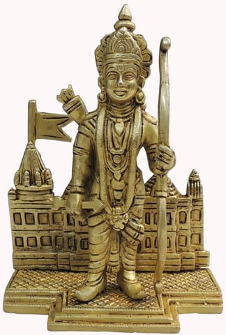 Brass Showpiece Ram Ji With Temple God Idol Statue - 5.5*3*7.5 Inch (BS1813 D)