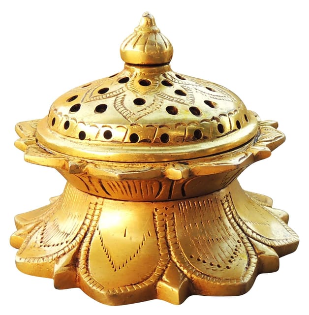 Brass Showpiece Flower Agarbatti Stand God Idol Statue - 4.5*4.5*4 Inch (BS1580 F)