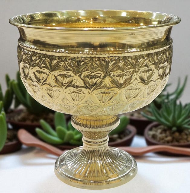 Brass Decorative Bowl With Stand - 8*8*8 Inch (AT073 D)