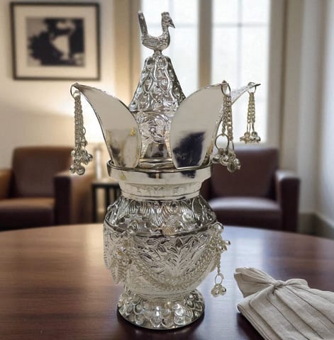 Brass Decorative Silver Kalash - 6.2*6.2*10 Inch (AT070 C)