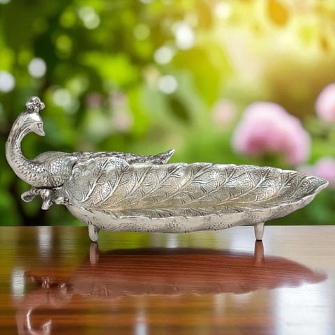 Aluminium Showpiece Peacock Plate - 12*7*5.5 Inch (AS508 S)