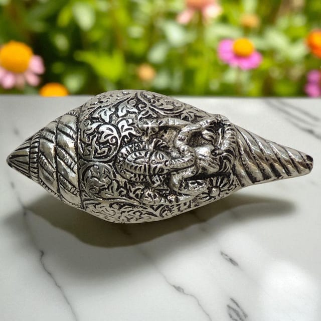 Aluminium Showpiece Shank Ganesh - 5*2*2 Inch (AS507 S)