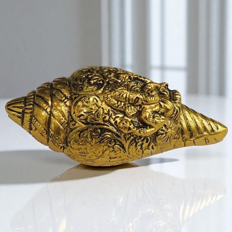 Aluminium Showpiece Shank Ganesh - 5*2*2 Inch (AS507 G)