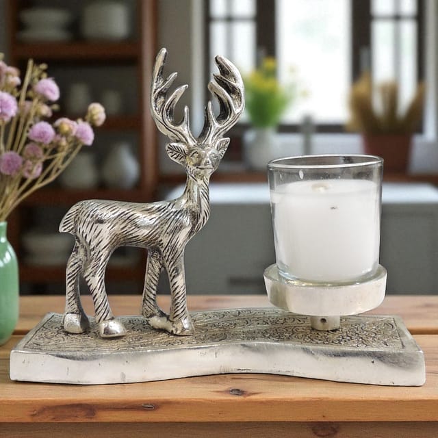 Aluminium Showpiece Deer Wax Glass Holder - 7*2*6 Inch (AS497 S)
