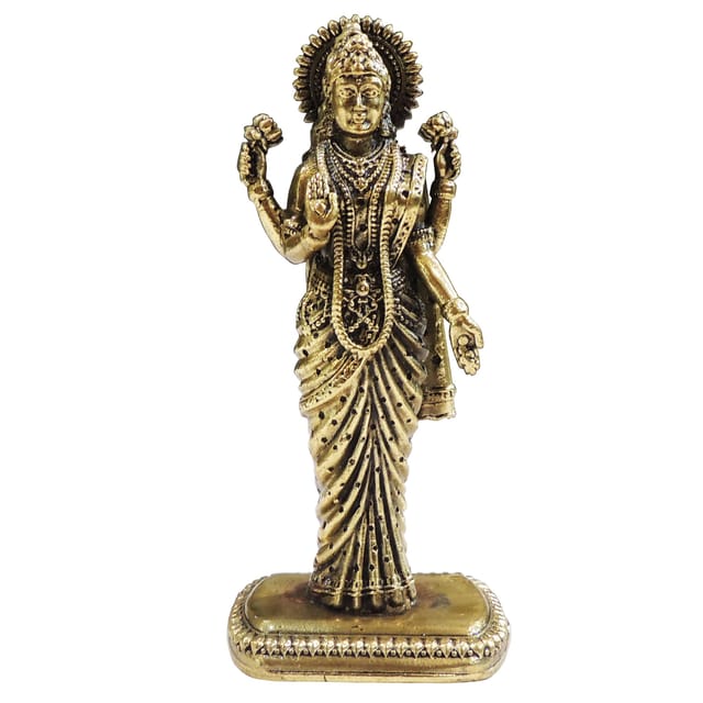 Brass Showpiece Standing Laxmi Ji God Idol Statue - 2*1.7*4.5 Inch (BS1855 C)