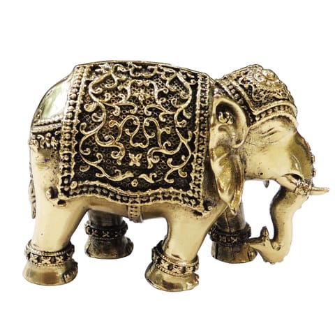 Brass Showpiece Elephant Statue - 4*2*3 Inch (BS1707 M)
