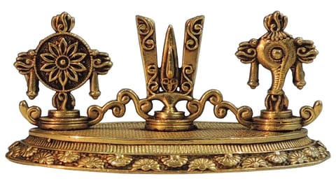 Brass Showpiece Shankh Chakra God Idol Statue - 3.5*2*2 Inch (BS1731 B)