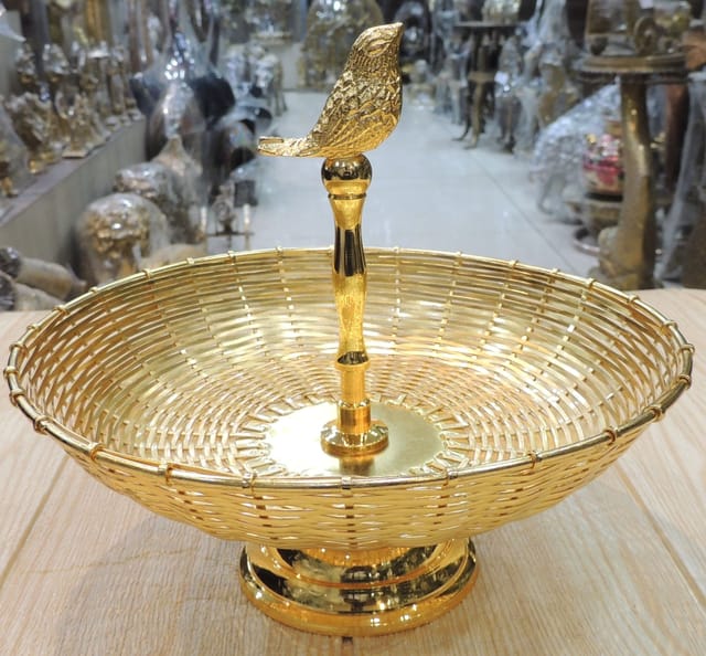 Brass Showpiece Wire Netting Bowl Diwali Gifting Item - 8.5*8.5*7 Inch (B313 A)