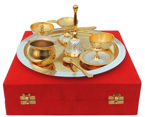 Brass Decorative Puja Thali Set Diwali Gifting Item (B293 G)