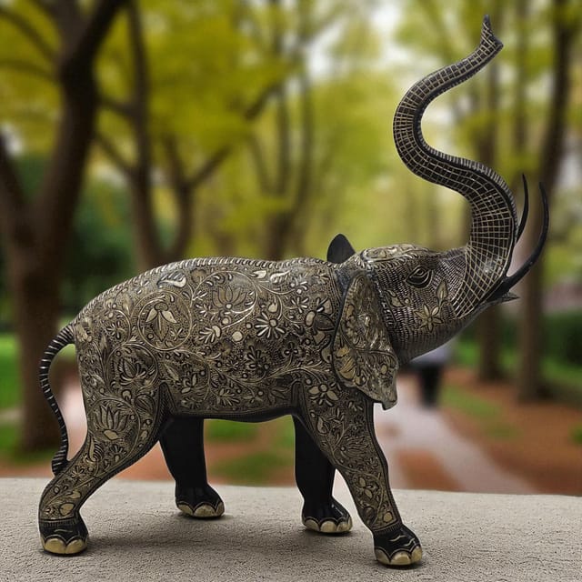 Brass Home Decorative Elephant Showpiece Statue - 26*7*28 Inch (AN209 D)