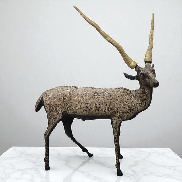 Brass Home Decorative Deer Standing Showpiece Statue - 27*5.5*33.5 Inch (AN021 Y)