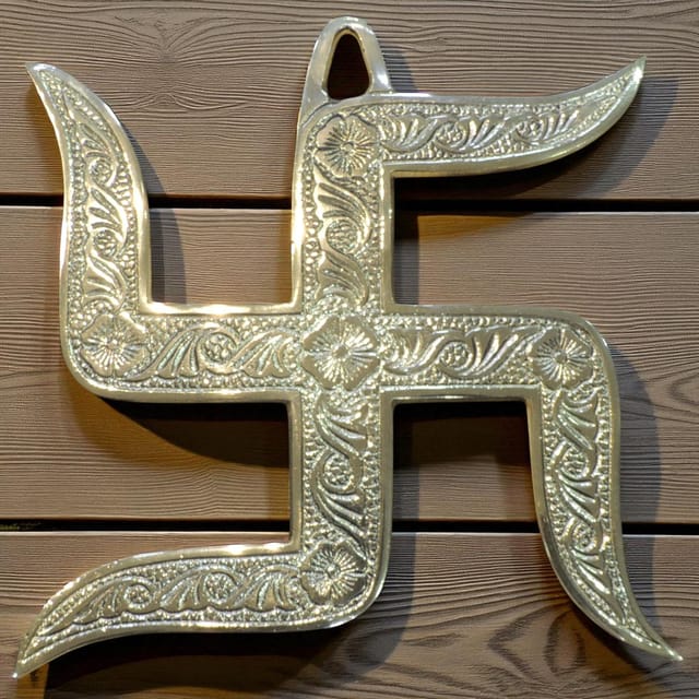 Brass Home Decor Wall Hanging Swastic - 8*0.5*8 Inch (F787 E)