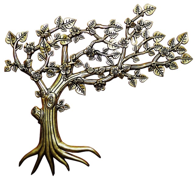 Brass Wall Hanging Showpiece Kalpavriksha Tree Statue - 22.5*0.7*18.5 Inch (BS1647 F)