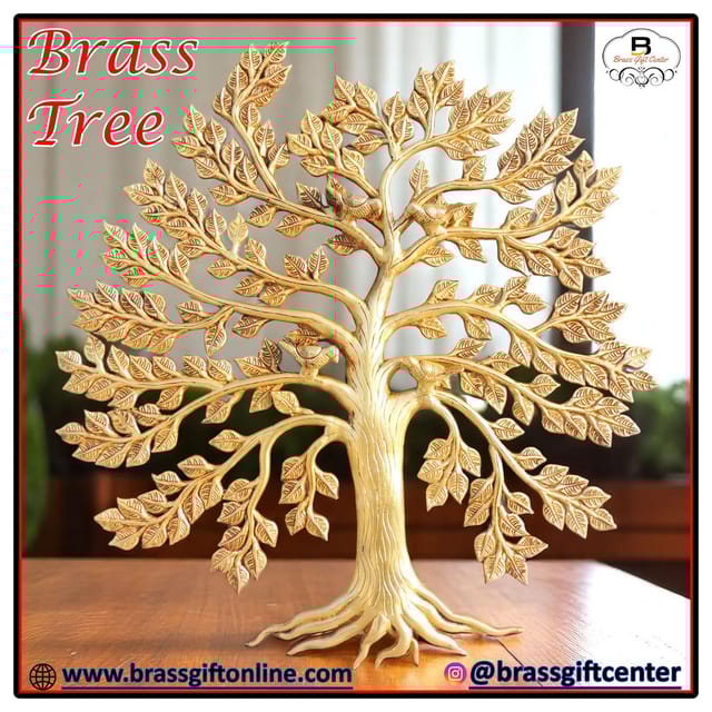 Brass Showpiece Kalpavriksha Tree - 21.5*1*22.5 Inch (BS1569 E)