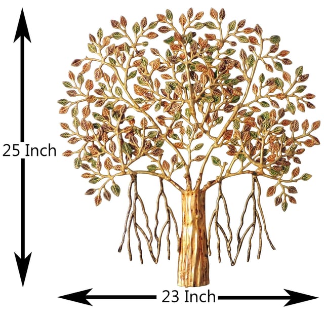Brass Showpiece Wall Hangingg Kalpavriksha Wall Decor Tree - 23*2*25 Inch (BS1569 D)