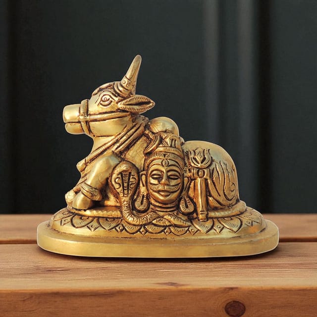 Brass Showpiece Nandi God Idol Statue - 5.5*3.2*4 Inch (BS1605 D)