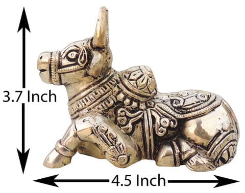 Brass Showpiece Nandi God Idol Statue  - 4.5*2.3.7 Inch (BS1530 G)