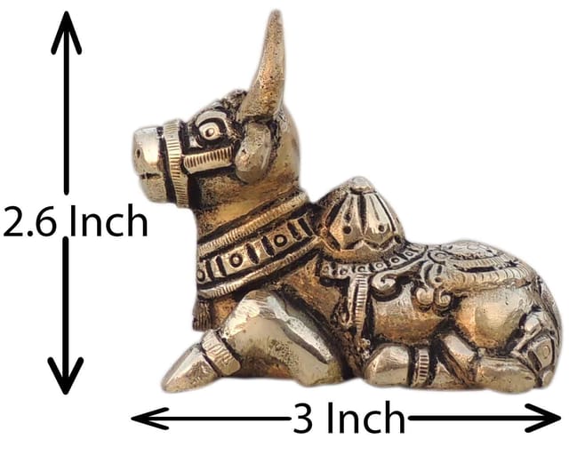 Brass Showpiece Nandi God Idol Statue  - 3*1.5*2.6 Inch (BS1530 C)