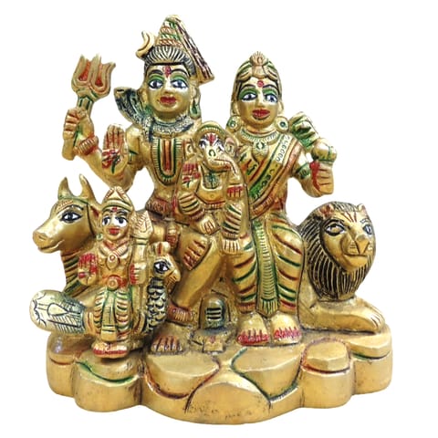 Brass Showpiece Shiv Parivar God Idol Statue - 5*2.5*5 Inch (BS493 N)