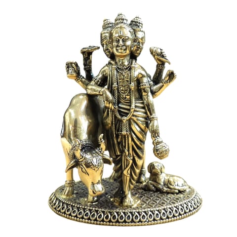 Brass Showpiece Dattatreya God Idol Statue - 5*3.5*5.5 Inch (BS1882 D)
