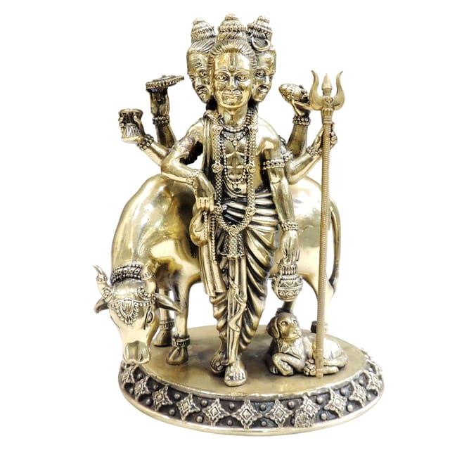 Brass Showpiece Dattatreya God Idol Statue - 6*4.5*8 Inch (BS1882 G)