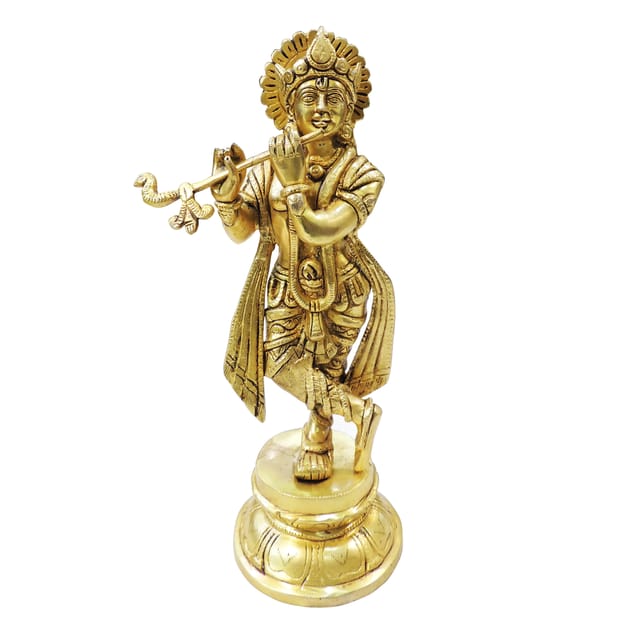 Brass Showpiece Krishna God Idol Statue - 4*4*11.5 Inch (BS1879 K)
