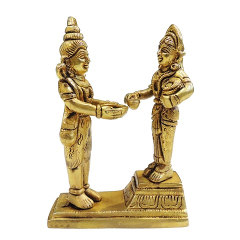 Brass Showpiece Shiv Parvati Standing God Idol Statue - 3.5*1.5*5.2 Inch (BS1671 C)