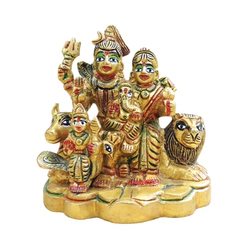 Brass Showpiece Shiv Parivar God Idol Statue - 3.5*2*3.7 Inch (BS493 M)