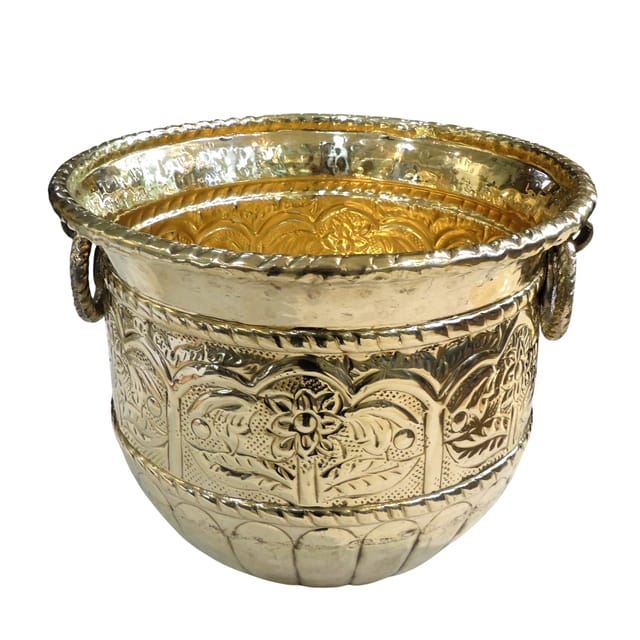 Brass planter Pot Gamala Chatai Diameter - 16.5*16.5*14.5 inch (F615 E)