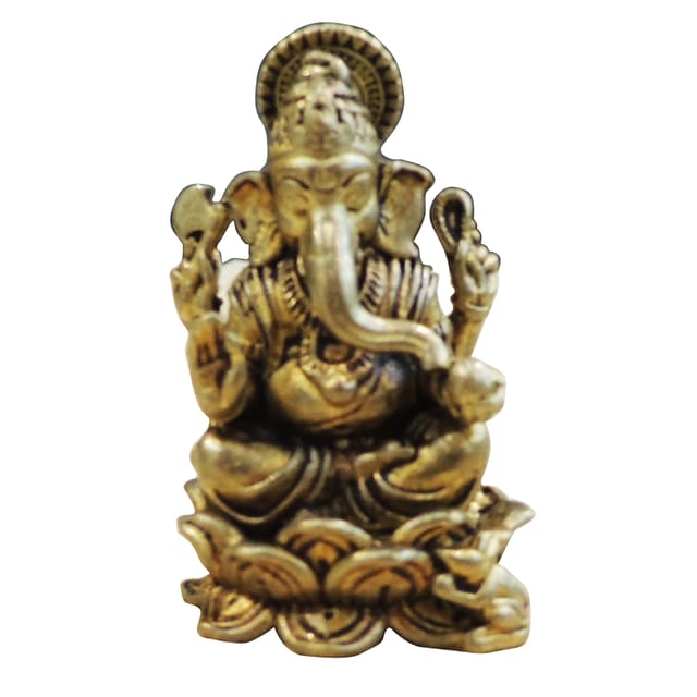 Brass Showpiece Ganesh Statue - 1*1*2 Inch (BS1869 G)