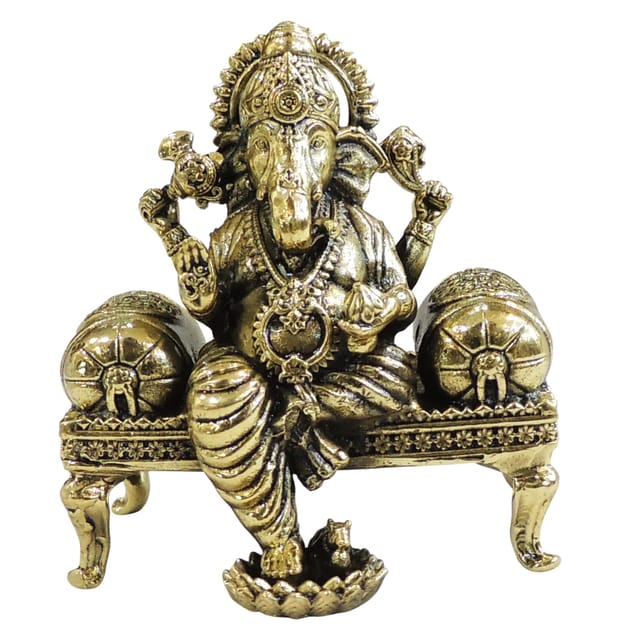 Brass Showpiece Ganesh Sofa Statue - 2.5*2*3 Inch (BS1908 G)